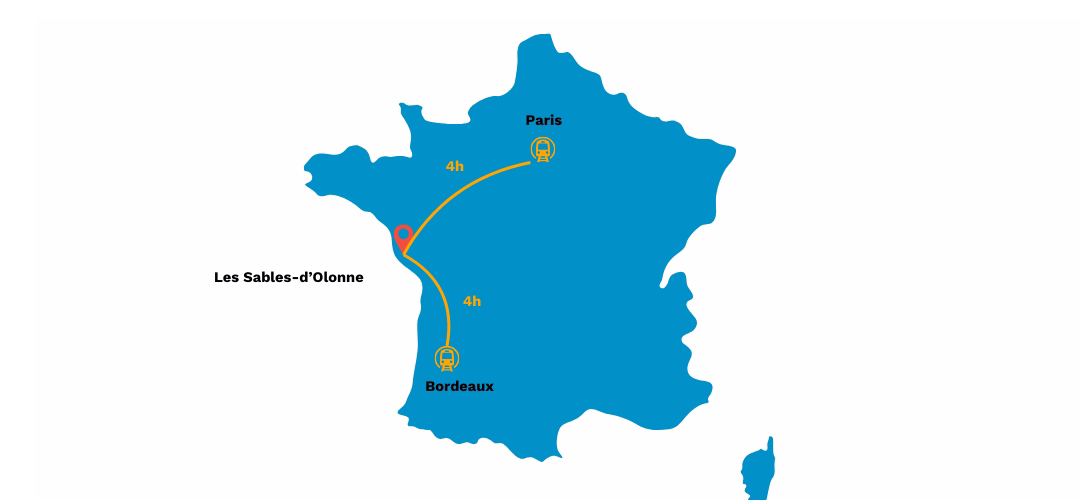 Carte de France avec les trajets en train